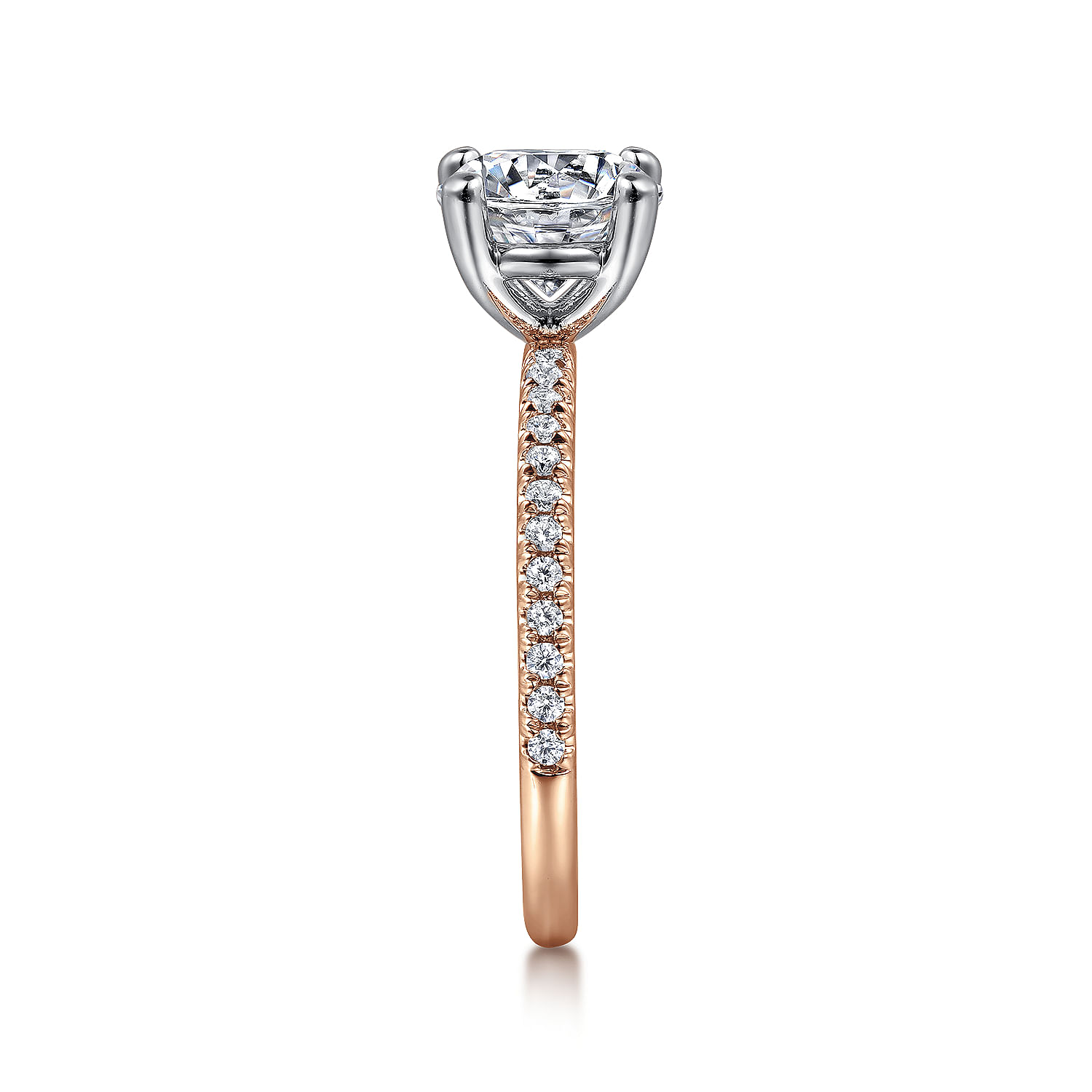 Evelyn - 14K White-Rose Gold Round Diamond Engagement Ring