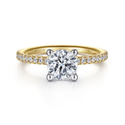 14K White-Yellow Gold Round Diamond Engagement Ring