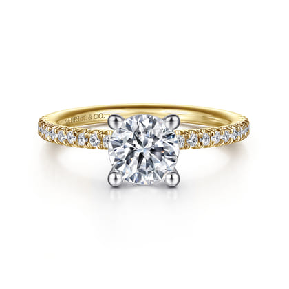 Evelyn - 14K White-Yellow Gold Round Diamond Engagement Ring