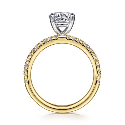 Evelyn - 14K White-Yellow Gold Round Diamond Engagement Ring