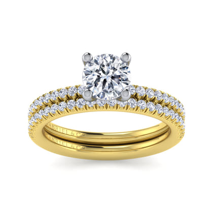 Evelyn - 14K White-Yellow Gold Round Diamond Engagement Ring