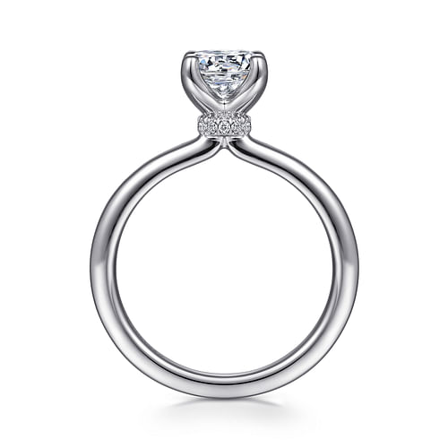 Evelynn - 14K White Gold  Round Solitaire Diamond Engagement Ring - 0.04 ct - Shot 2