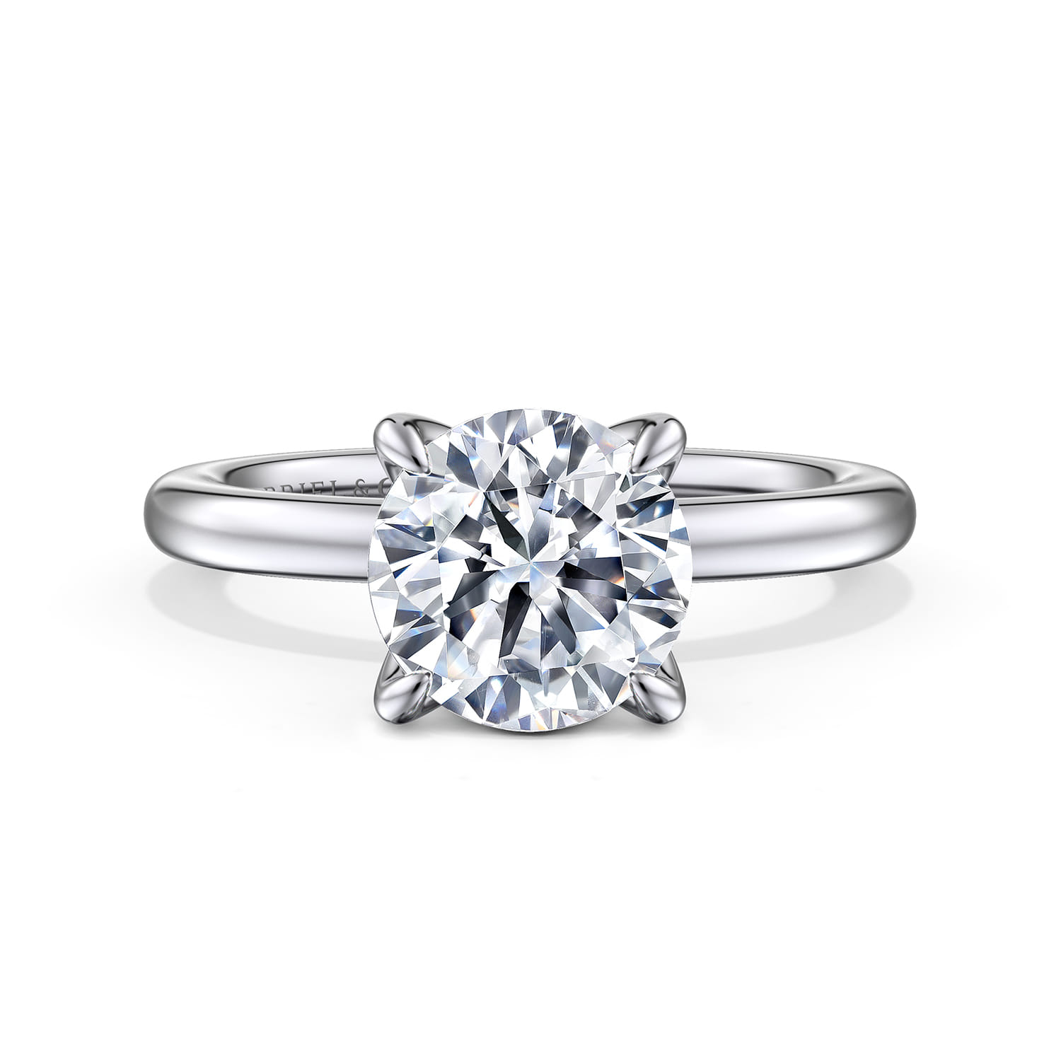Evelynn - 14K White Gold Round Solitaire Diamond Engagement Ring