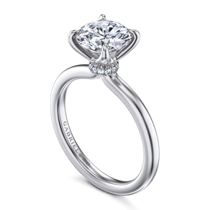 Evelynn - 14K White Gold Round Solitaire Diamond Engagement Ring