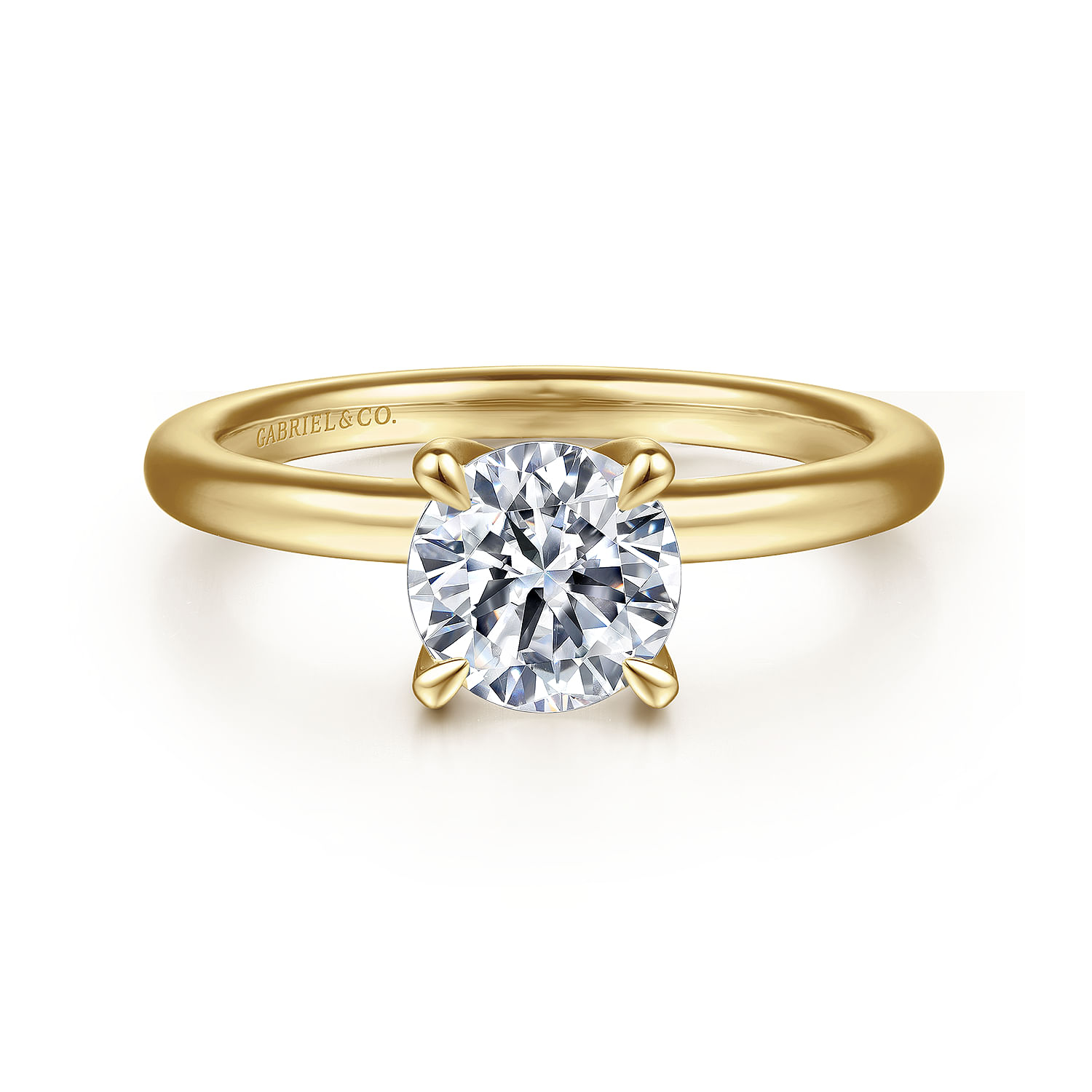 Evelynn - 14K Yellow Gold Round Solitaire Diamond Engagement Ring
