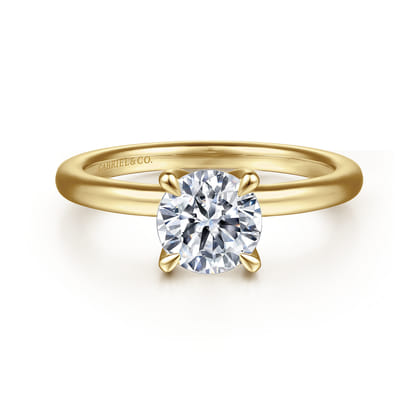 Evelynn - 14K Yellow Gold Round Solitaire Diamond Engagement Ring