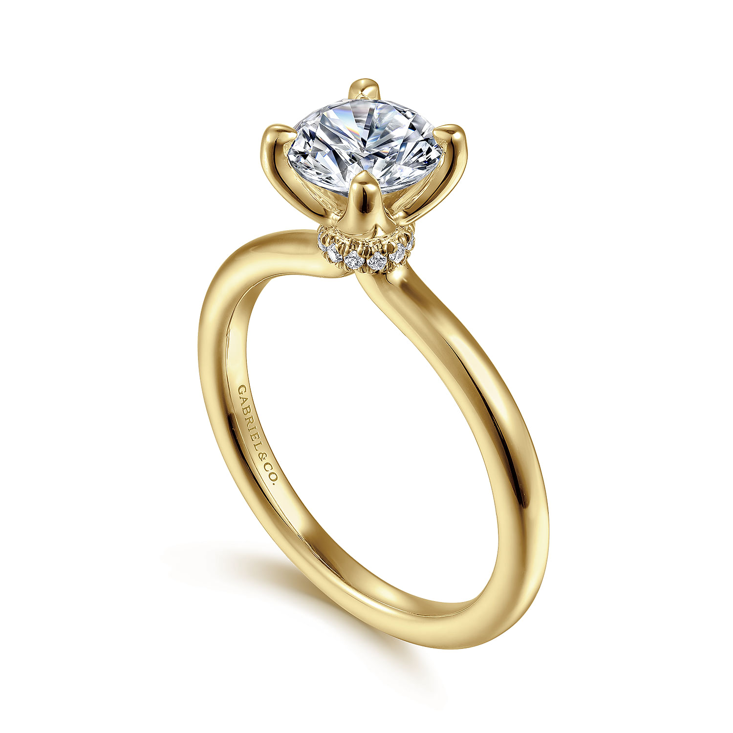 Evelynn - 14K Yellow Gold Round Solitaire Diamond Engagement Ring
