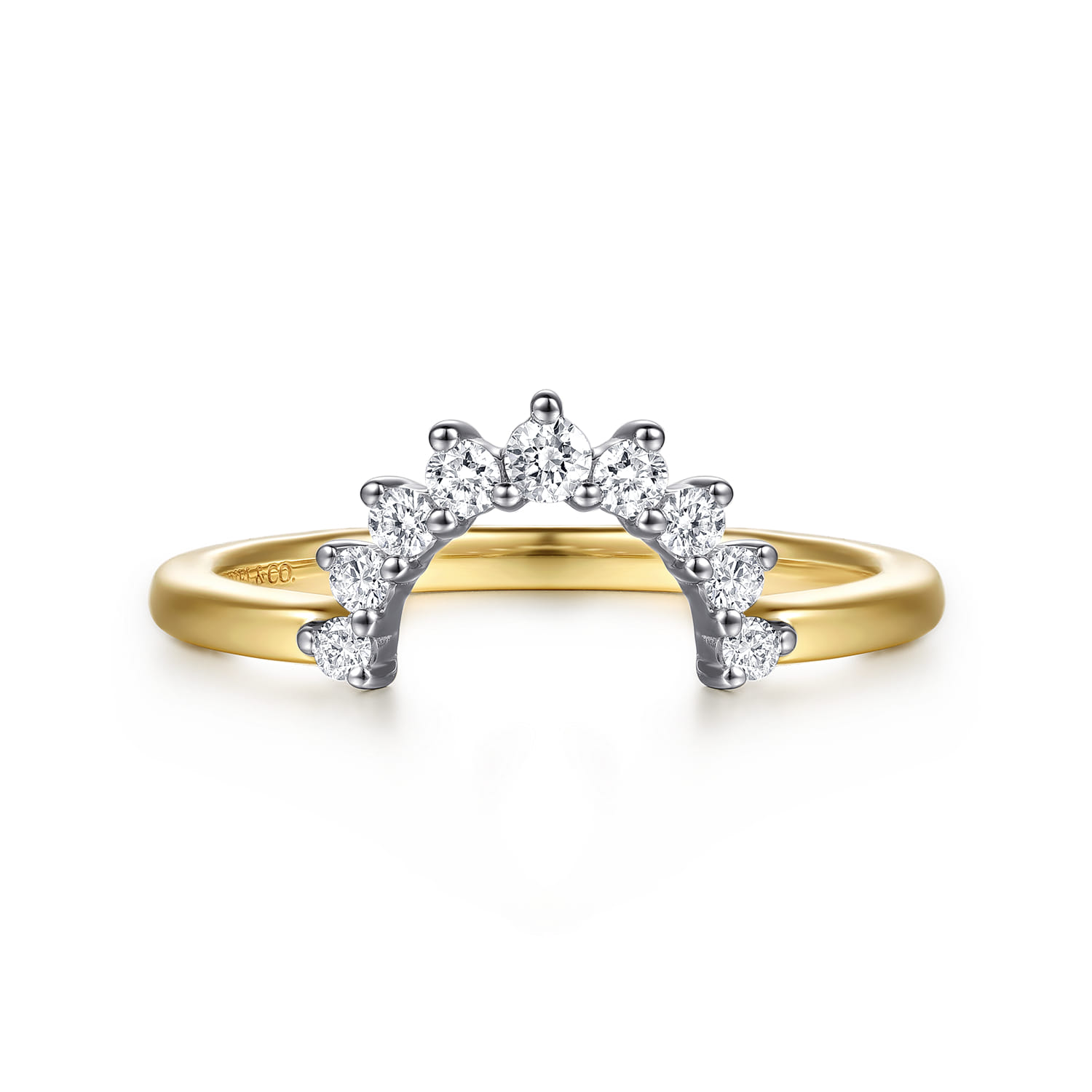 Straight Wedding Ring in 14k Yellow/white Gold with Round Natural Diamond at Gabriel & Co. - Shot 1