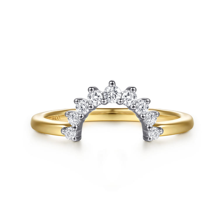 Straight Wedding Ring in 14k Yellow/white Gold with Round Natural Diamond at Gabriel & Co. - Shot 1