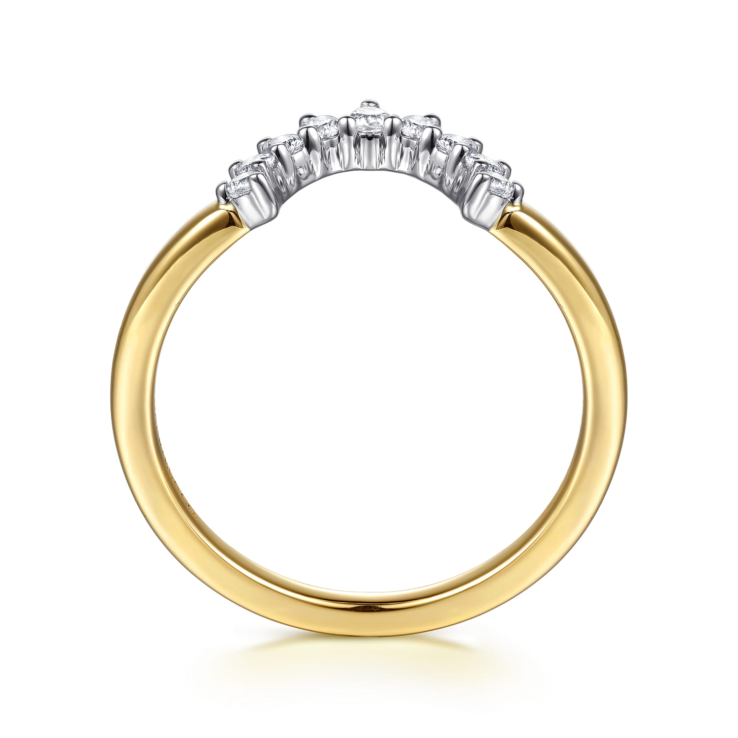 Straight Wedding Ring in 14k Yellow/white Gold with Round Natural Diamond at Gabriel & Co. - Shot 2