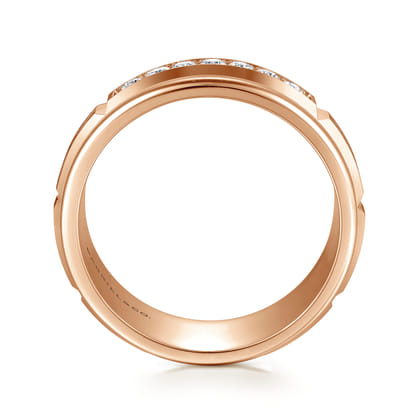 Everett - 14K Rose Gold Diamond Men's Wedding Ring in Satin Finish