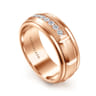 Everett - 14K Rose Gold Diamond Men's Wedding Ring in Satin Finish - 0.25 ct