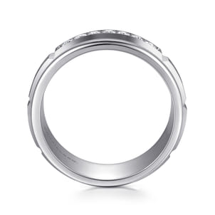 Everett - 14K White Gold Diamond Men's Band in Satin Finish