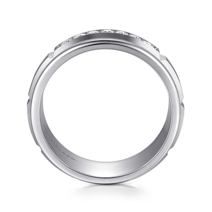 Everett - 14K White Gold Diamond Men's Band in Satin Finish