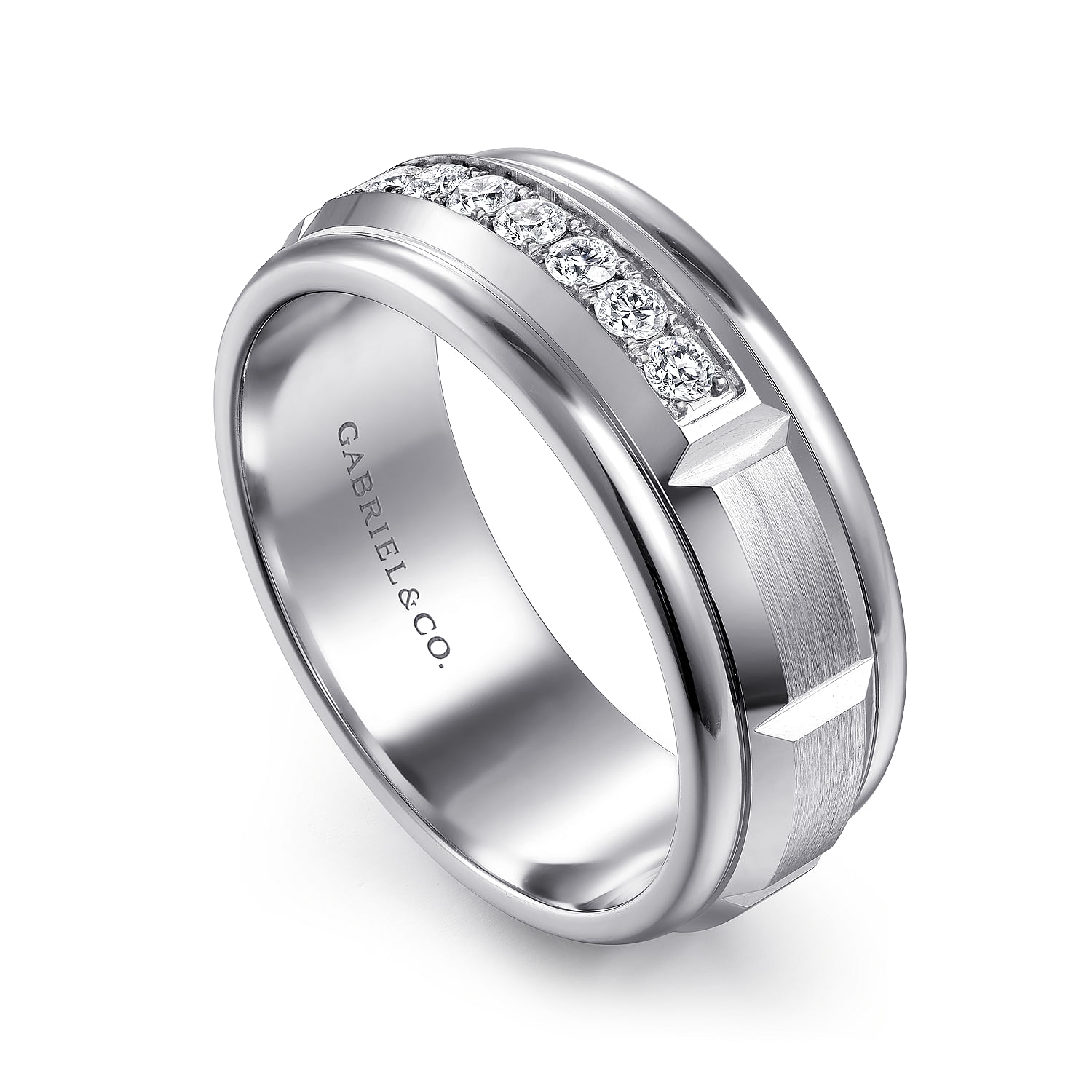 Everett - 14K White Gold Diamond Men's Band in Satin Finish - 0.23 ct - Shot 3