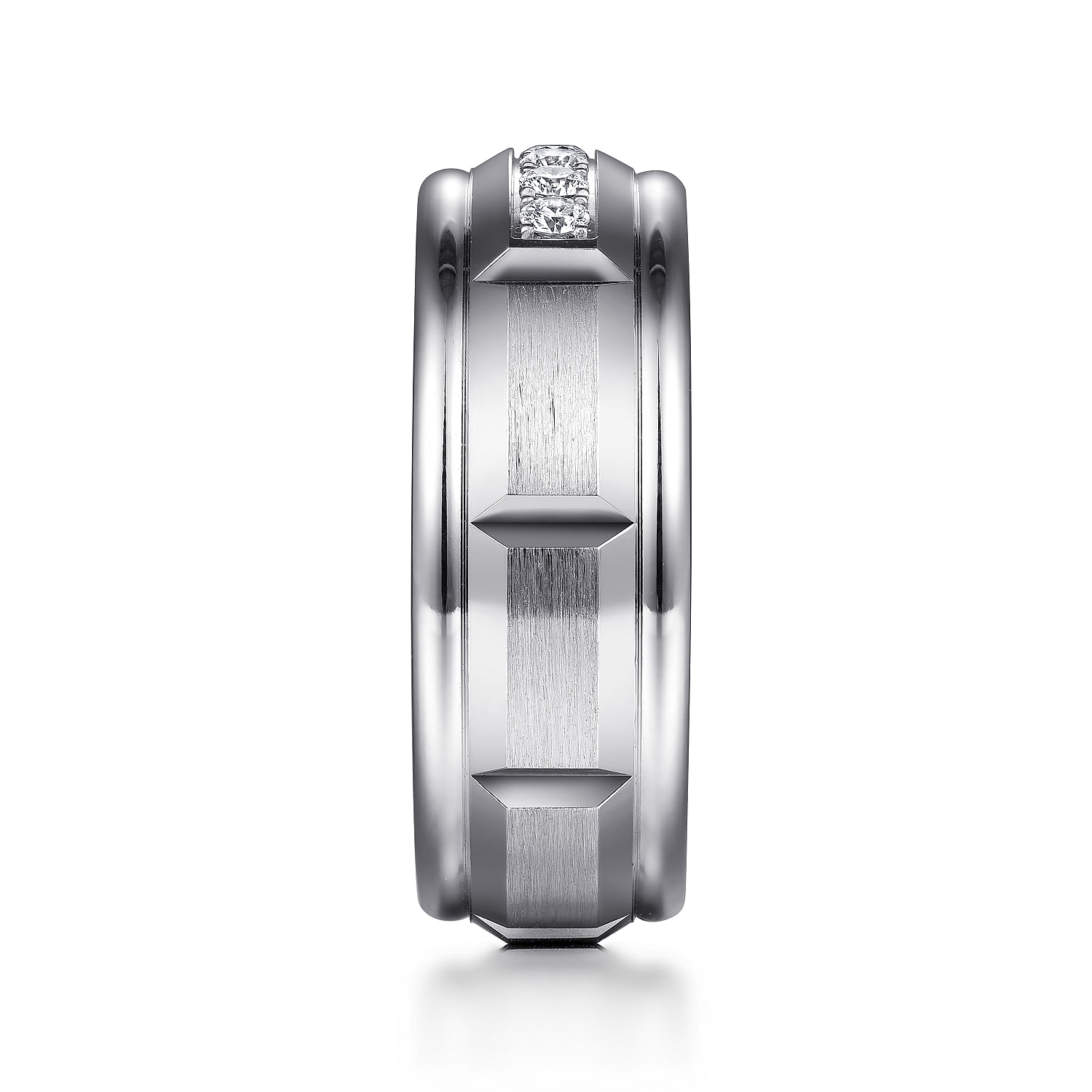 Everett - 14K White Gold Diamond Men's Band in Satin Finish - 0.23 ct - Shot 4