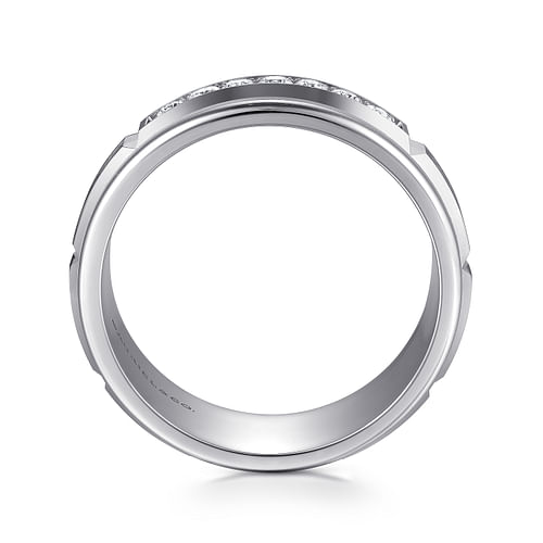 Everett - 14K White Gold Diamond Men's Wedding Ring in Satin Finish - 0.23 ct - Shot 2