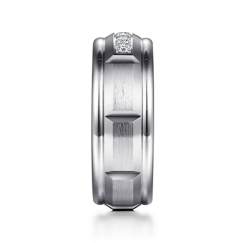 Everett - 14K White Gold Diamond Men's Wedding Ring in Satin Finish - 0.23 ct - Shot 4