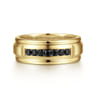 Everett - 14K Yellow Gold Black Diamond Men's Wedding Ring in Satin Finish - 0.24 ct