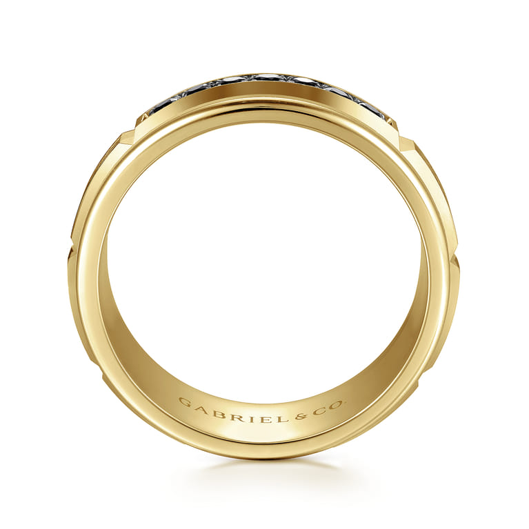 Everett - 14K Yellow Gold Black Diamond Men's Wedding Ring in Satin Finish - 0.29 ct - Shot 2