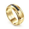 Everett - 14K Yellow Gold Black Diamond Men's Wedding Ring in Satin Finish - 0.24 ct