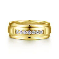 Everett - 14K Yellow Gold Diamond Men's Wedding Ring in Satin Finish