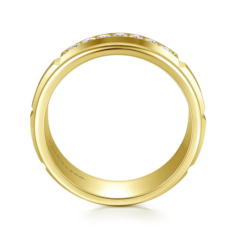 Everett - 14K Yellow Gold Diamond Men's Wedding Ring in Satin Finish - 0.25 ct - Shot 2