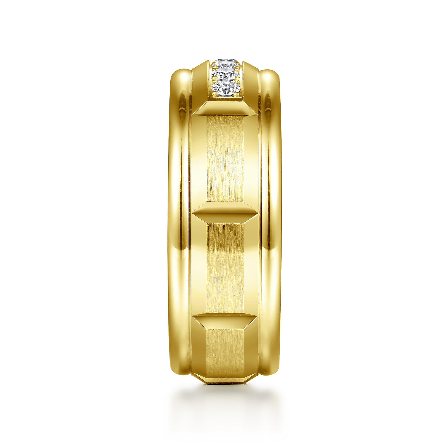 Everett - 14K Yellow Gold Diamond Men's Wedding Ring in Satin Finish