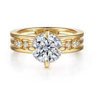 Everlasting - 14K Yellow Gold Compass Prong Round Diamond Engagement Ring