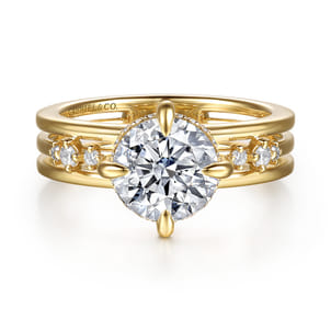 Everlasting - 14K Yellow Gold Compass Prong Round Diamond Engagement Ring