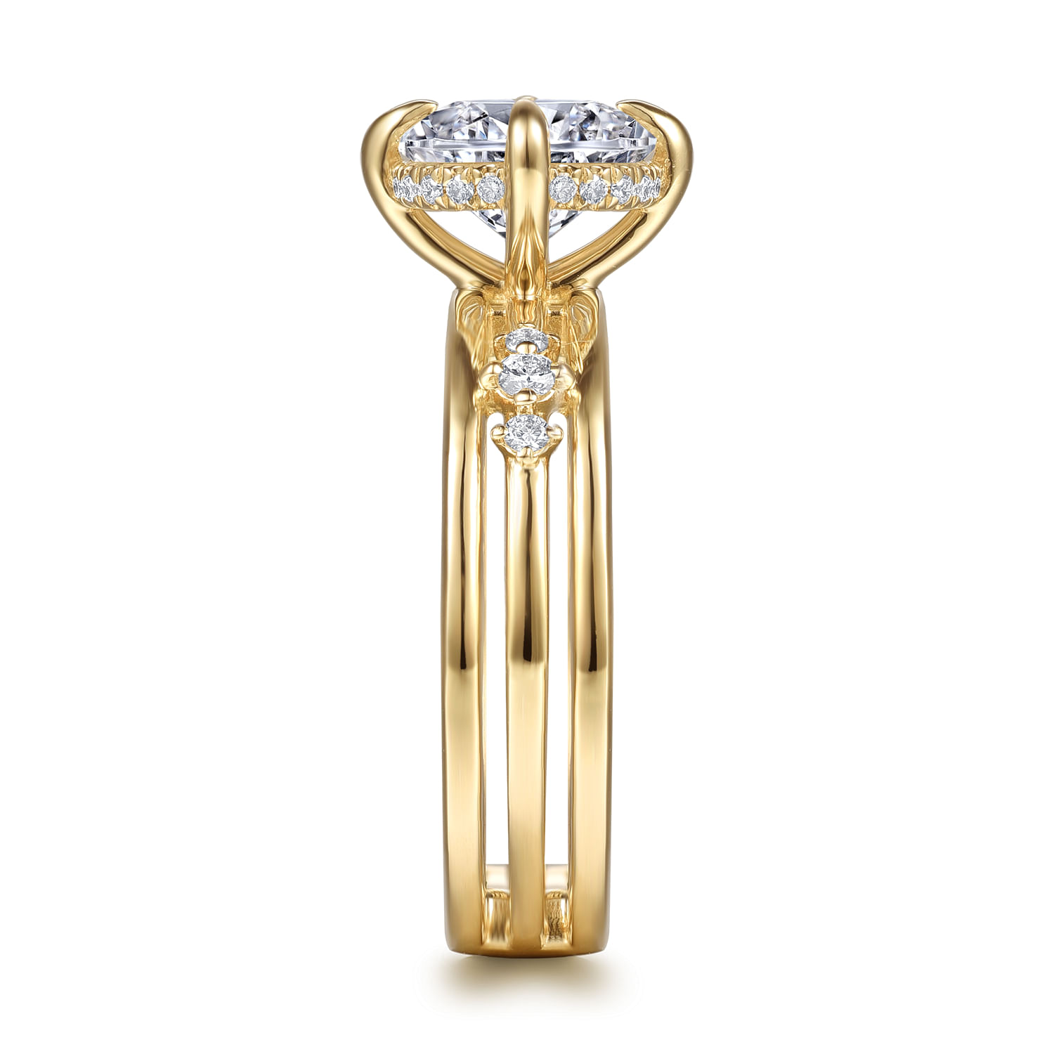 Everlasting - 14K Yellow Gold Compass Prong Round Diamond Engagement Ring