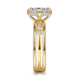 Everlasting - 14K Yellow Gold Compass Prong Round Diamond Engagement Ring