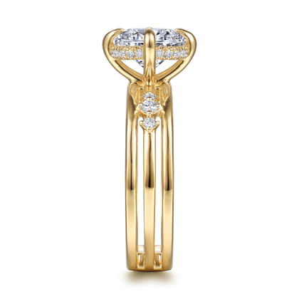 Everlasting - 14K Yellow Gold Compass Prong Round Diamond Engagement Ring