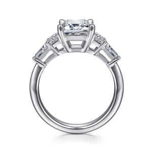 Everley - 18K White Gold Emerald Cut Five Stone Diamond Channel Set Engagement Ring