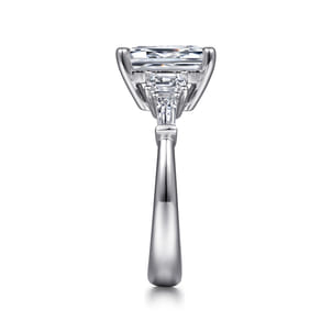 Everley - 18K White Gold Emerald Cut Five Stone Diamond Channel Set Engagement Ring