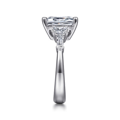Everley - 18K White Gold Emerald Cut Five Stone Diamond Engagement Ring