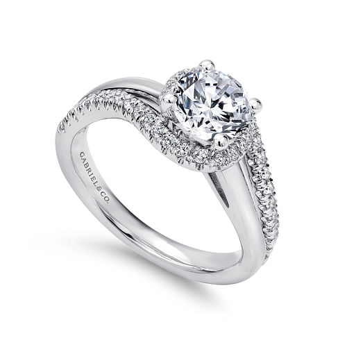 Everly - 14K White Gold Round Halo Diamond Engagement Ring - 0.28 ct - Shot 3