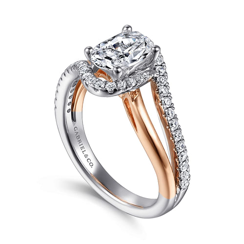 Everly - 14K White-Rose Gold Oval Halo Diamond Engagement Ring - 0.31 ct - Shot 3
