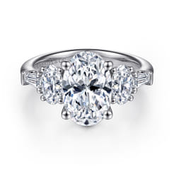Evie - 14K White Gold Oval Five Stone Diamond Engagement Ring