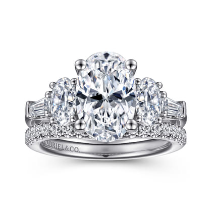 Evie - 14K White Gold Oval Five Stone Diamond Engagement Ring