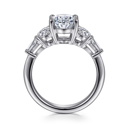 Evie - 18K White Gold Oval Five Stone Diamond Engagement Ring