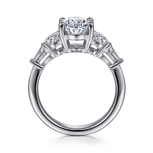 Evie - 18K White Gold Oval Five Stone Diamond Engagement Ring - 1.02 ct - Shot 2
