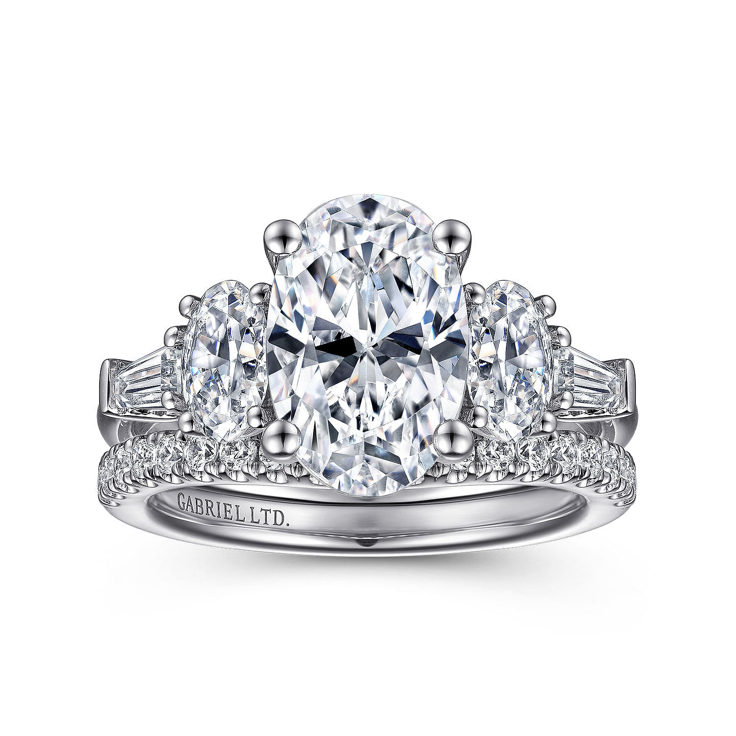 Evie - 18K White Gold Oval Five Stone Diamond Engagement Ring