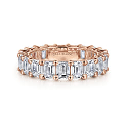 Evora - 14K Rose Gold Shared Prong Emerald Cut Diamond Eternity Band