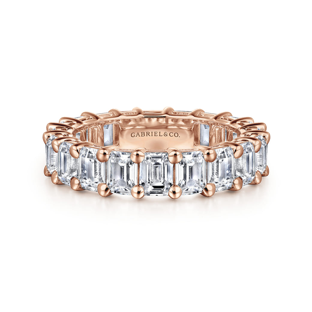 14k Rose Gold Emerald Cut Eternity Band Band Gabriel Co
