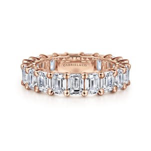 Evora - 14K Rose Gold Shared Prong Emerald Cut Diamond Eternity Band