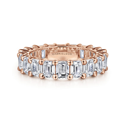 Evora - 14K Rose Gold Shared Prong Emerald Cut Diamond Eternity Band
