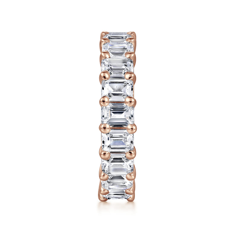 Eternity Band Wedding Ring in 14k Rose Gold with Emerald Cut Natural Diamond at Gabriel & Co. - Shot 4