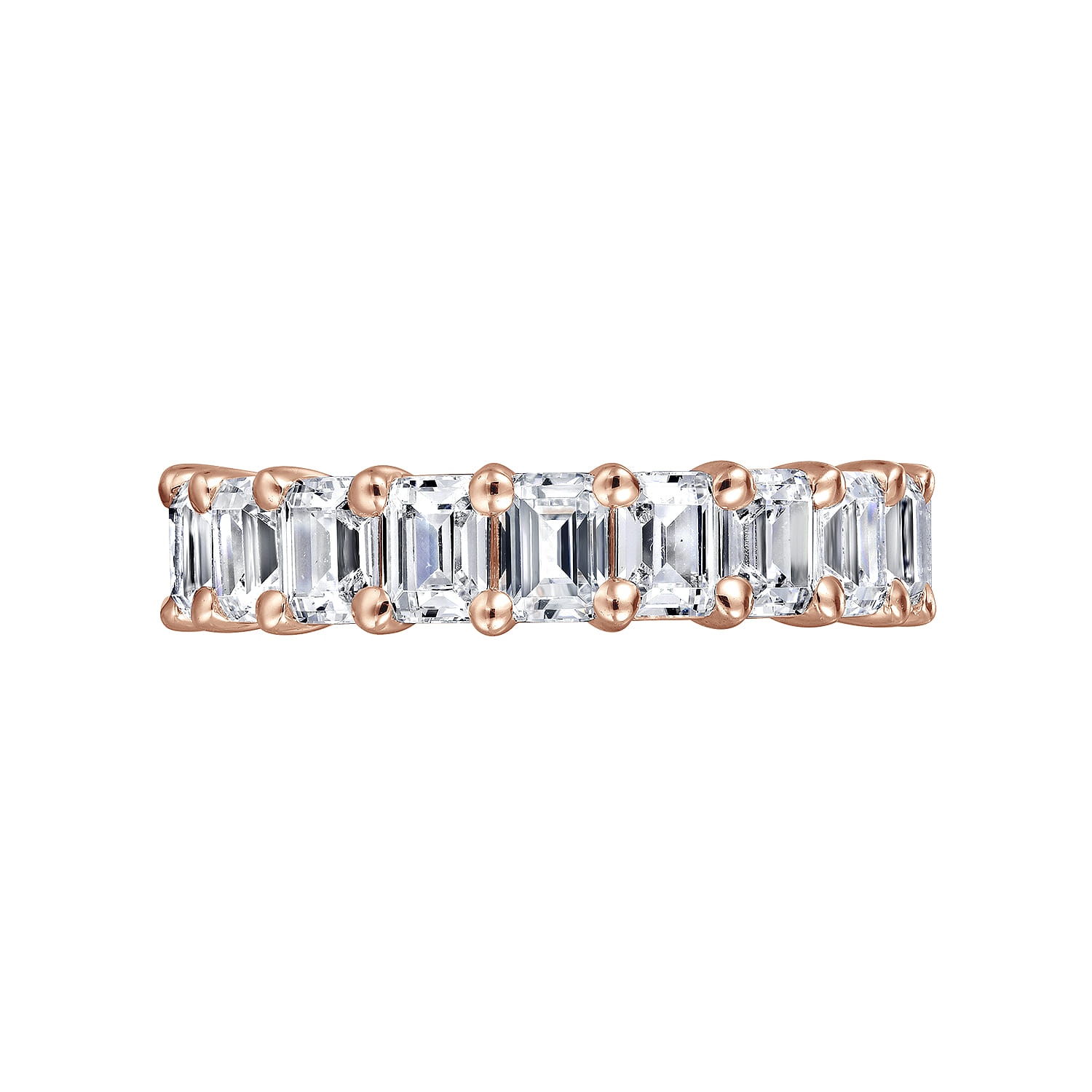 Evora - 14K Rose Gold Shared Prong Emerald Cut Diamond Eternity Band