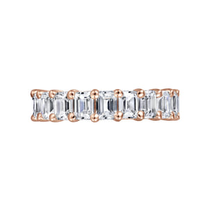 Evora - 14K Rose Gold Shared Prong Emerald Cut Diamond Eternity Band